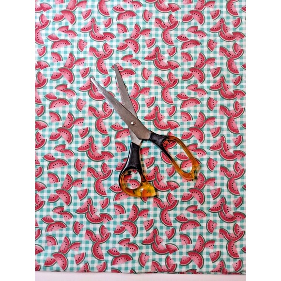 Vintage Watermelon Gingham Green White Check Fabric Fabric Traditions 1991 Cute - Picture 2 of 4